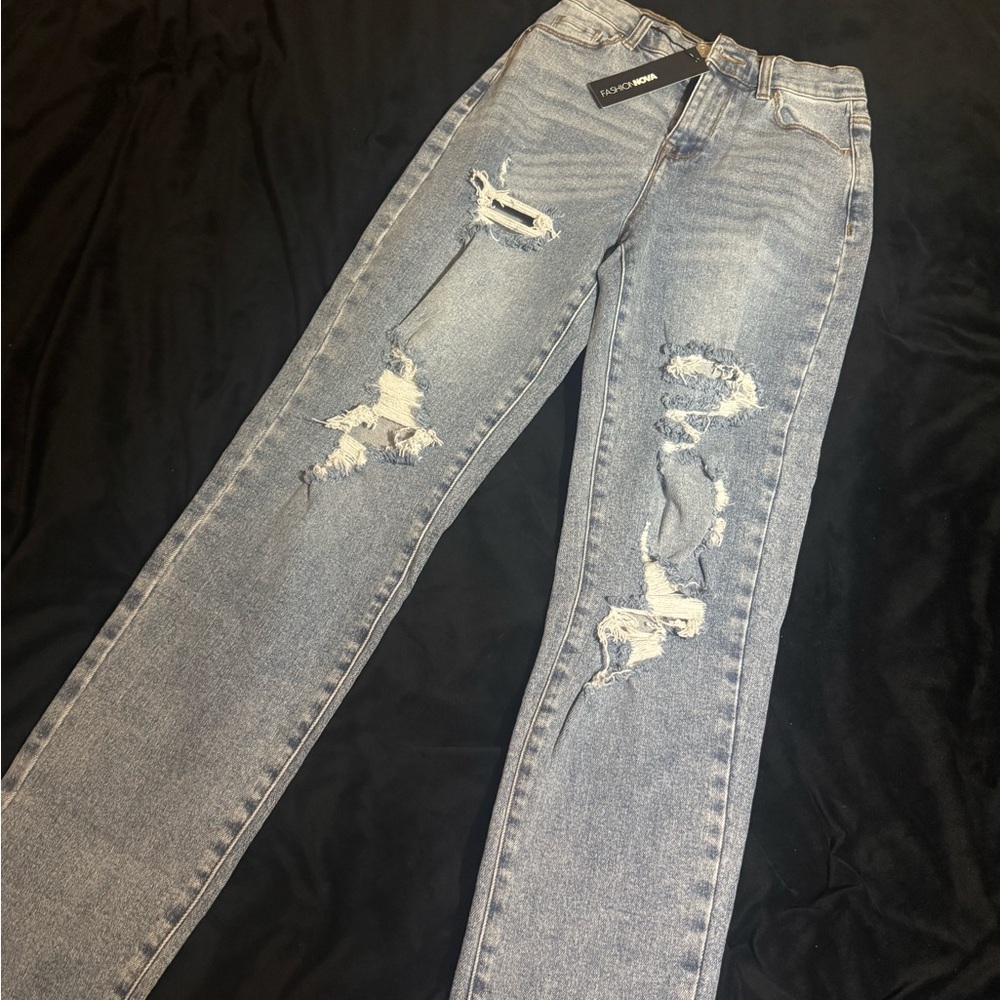 Fashion Nova Gray Ripped Skinny Jeans